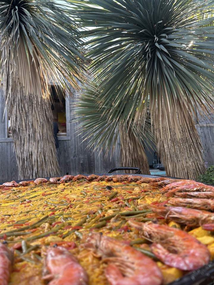 Paella dans le marché local Aigues-Mortes